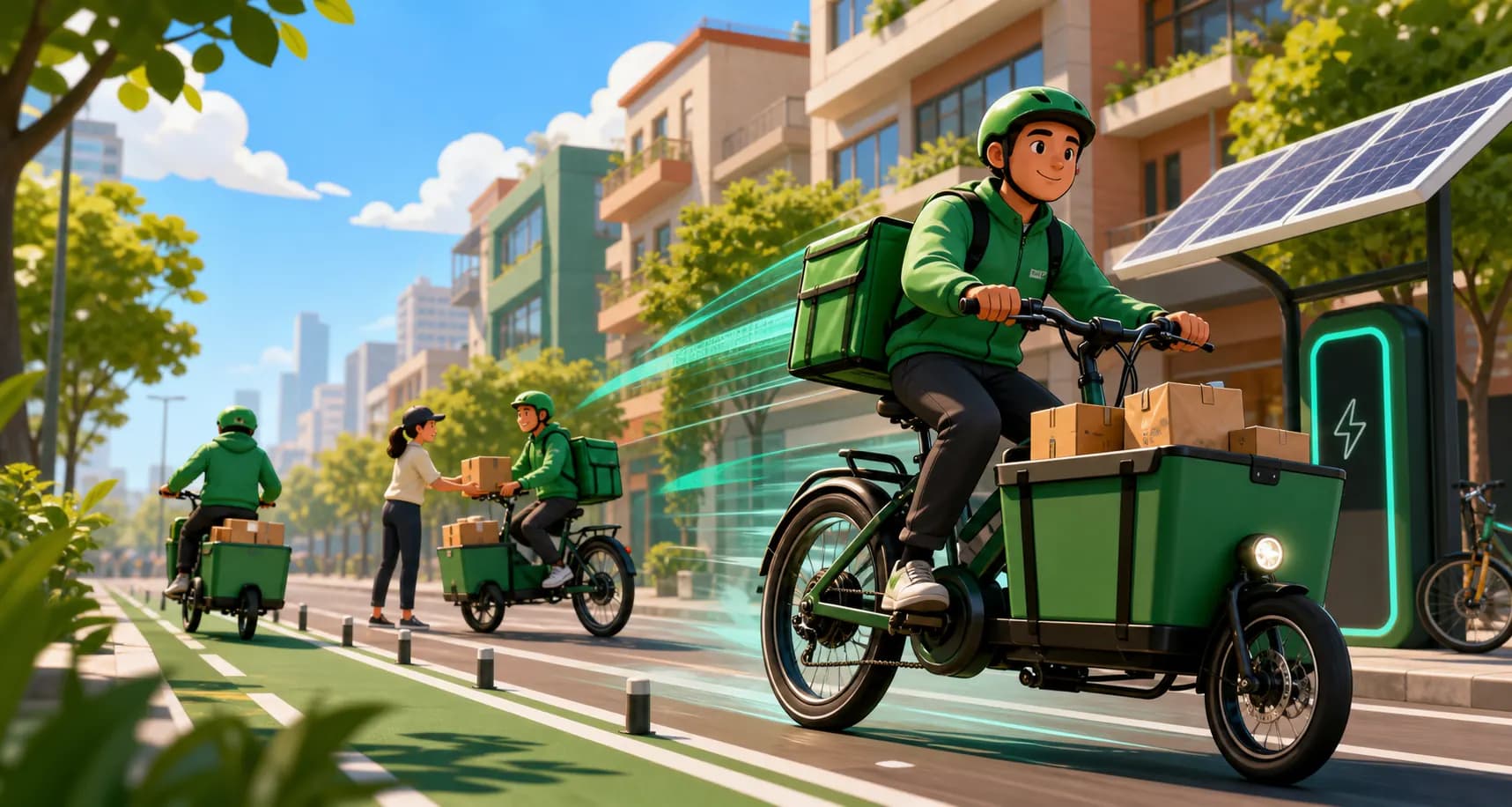Bicicletas eléctricas de carga CIATRAN realizando entregas urbanas de última milla