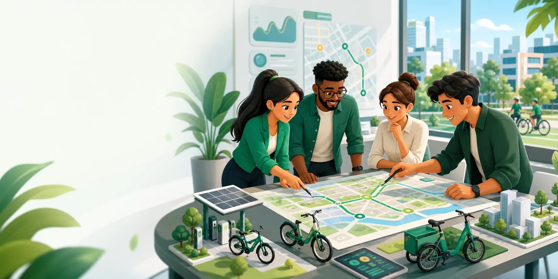 Equipo CIATRAN planificando una red inteligente de bicicletas eléctricas