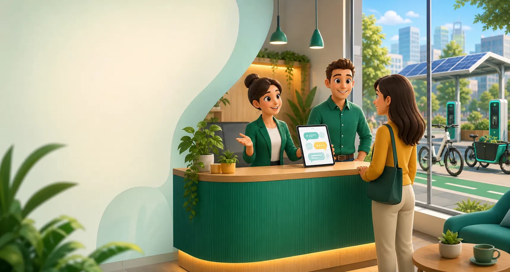 Equipo CIATRAN atendiendo a una persona interesada en movilidad sostenible
